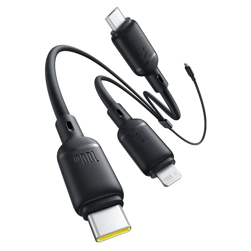BASEUS SILKY ONE FOR THREE FAST CHARGING CABLE USB C TO M+L+C 100W 1.5M COSMIC BLACK P10377706123 thumbnail 2