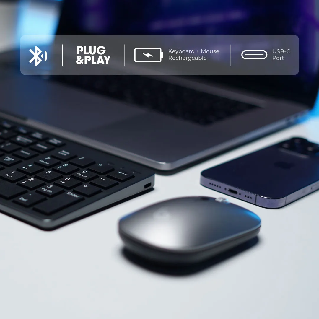 Bluepebble Magic Pebble Combo - Wireless Keyboard + Mouse - Grey BP-MPCKM-GY thumbnail 4