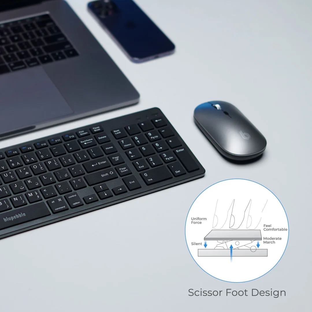 Bluepebble Magic Pebble Combo - Wireless Keyboard + Mouse - Grey BP-MPCKM-GY thumbnail 6
