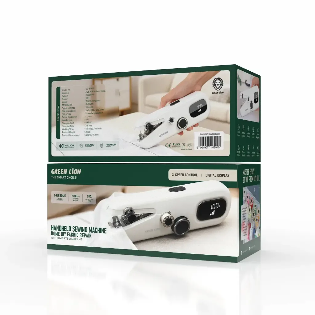 GREEN LION HANDHELD SEWING MACHINE PORTABLE 2000MAH WHITE GNHNDSWMHWH