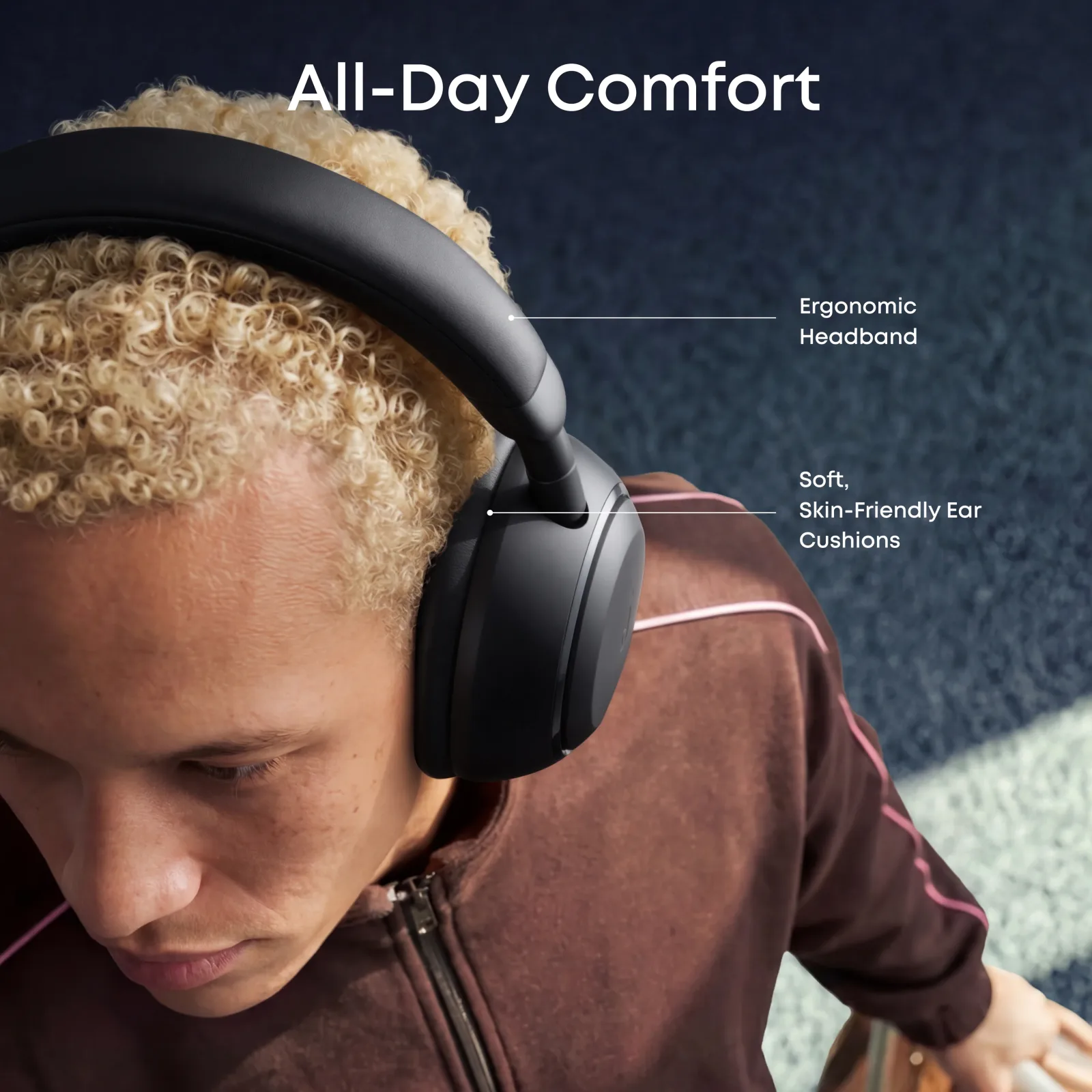 ANKER SOUNDCORE SPACE 2 WIRELESS NOISE CANCELLING OVER EAR HEADPHONES BLACK D1402Z11 thumbnail 4