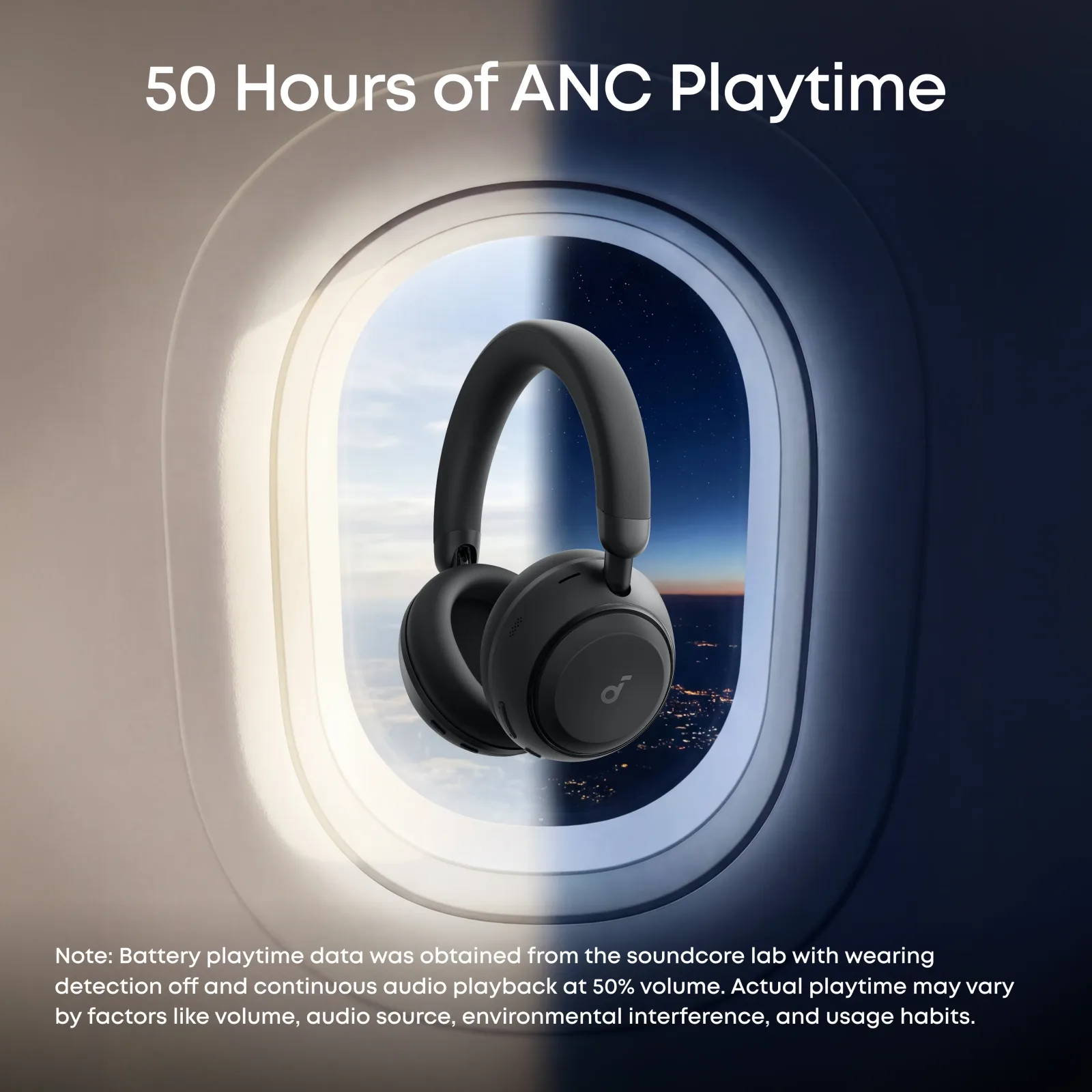 ANKER SOUNDCORE SPACE 2 WIRELESS NOISE CANCELLING OVER EAR HEADPHONES BLACK D1402Z11 thumbnail 3