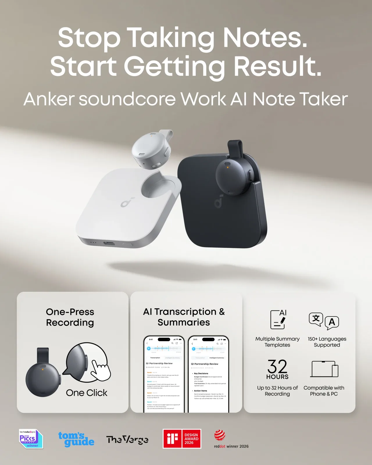 ANKER SOUNDCORE WORK PORTABLE AI VOICE RECORDER BLACK D3200H12 thumbnail 8