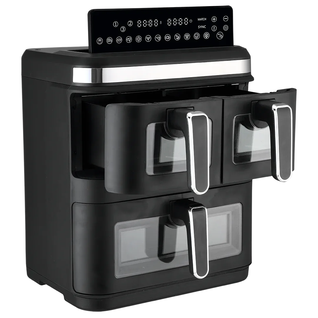 PORODO LIFESTYLE CRISPIO TRIPLE BASKET NON-STICK AIR FRYER BLACK PDLFSTS1226BK