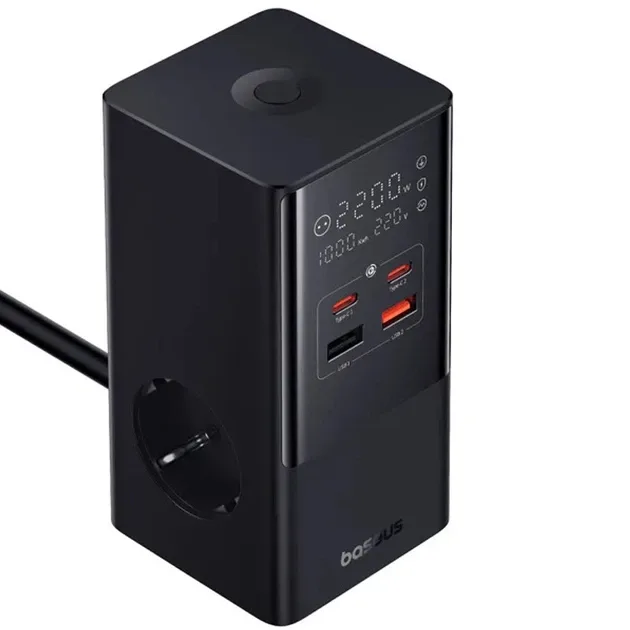 BASEUS POWER COMBO TOWER POWER STRIP 2AC+2U+2C 100W 1.5M CLUSTER BLACK E00023609113