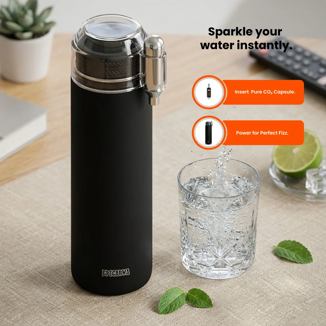 EPICARMA SPARKLING WATER BOTTLE BLACK EA-SPKWB750-BK+ EPICARMA CO2 8G CAPSULE PACK OF 10 SILVER EA-CO2CAP8-SL thumbnail 12