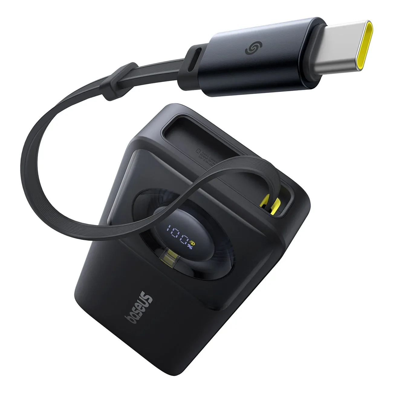 BASEUS FREE2 PULL POWER BANK WITH RETRACTABLE USB C CABLE 10000MAH 30W COSMIC BLACK P10073701123 thumbnail 3
