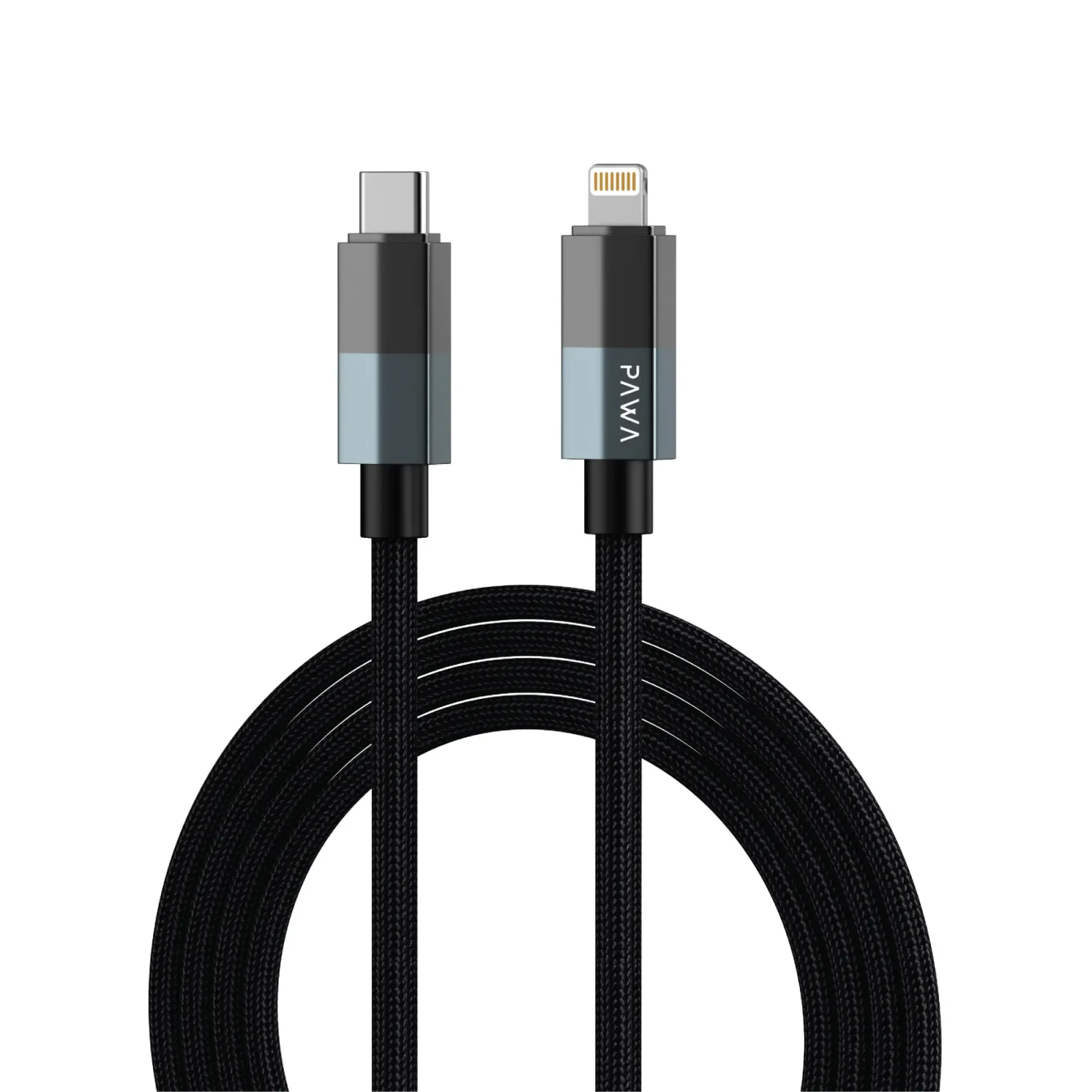 PAWA SLATE TYPE C TO LIGHTNING 1M BRAIDED CABLE 27W BLACK PW-CBLCL119-BK
