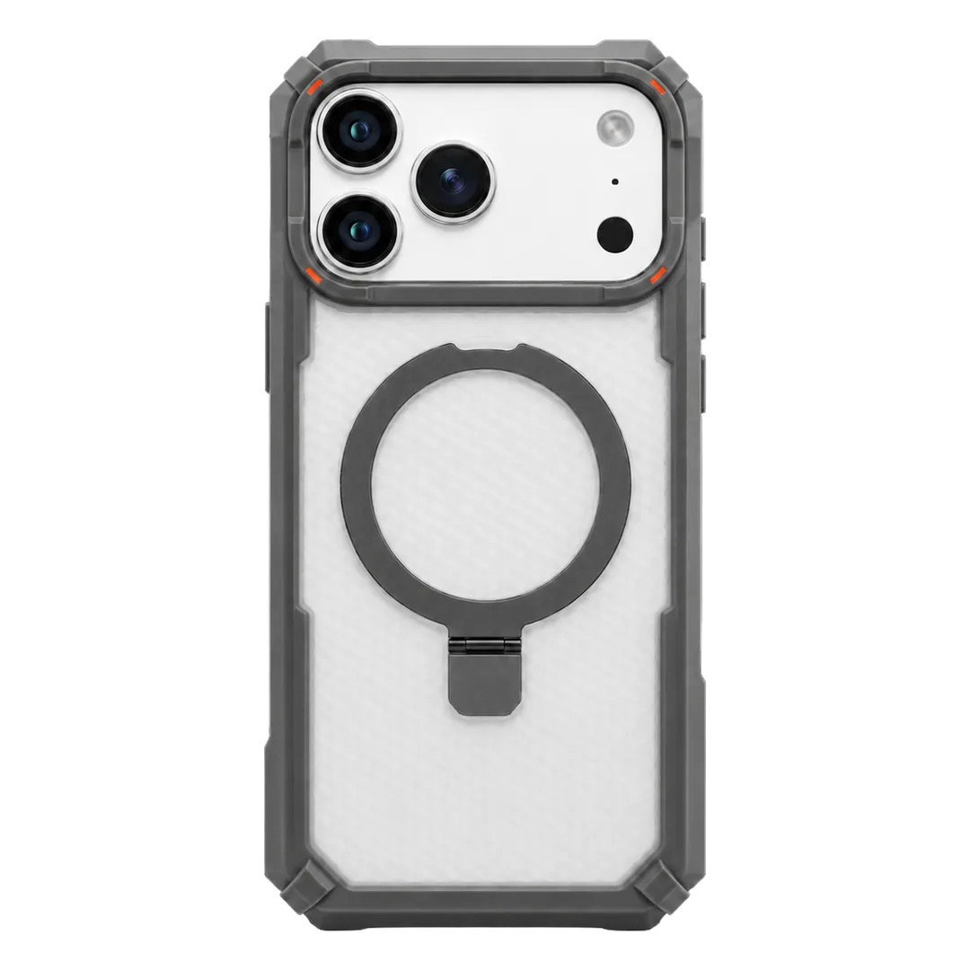 LEVELO IPHONE 18 PRO MAX DEFENDER AIRBAG CUSHION CORNER MAGSAFE RING KICKSTAND CASE SILVER LVLDEFMKSC18PMSL