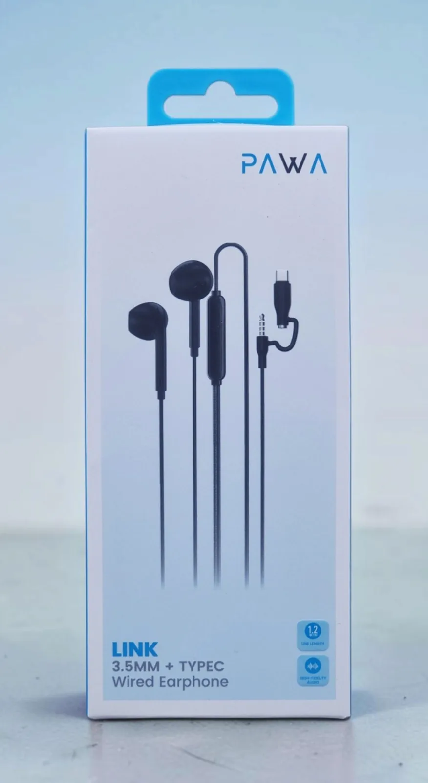 PAWA LINK 3.5MM + TYPE C WIRED EARPHONE 1.2M BLACK PW-LKEP35-BK