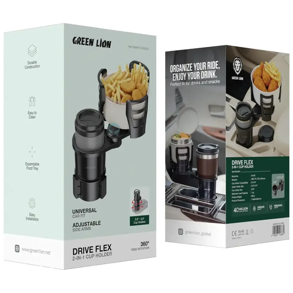 GREEN LION DRIVE FLEX 2 IN 1 CUP HOLDER UNIVERSAL CAR FIT BLACK GNDRBFLXCCHPK thumbnail 2