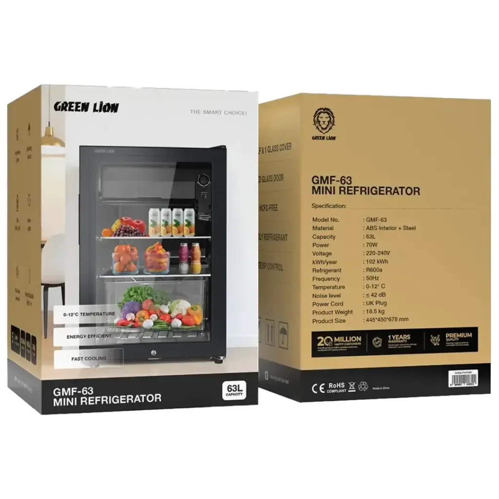 GREEN LION GMF-63 MINI REFRIGERATOR 63L BLACK GN63LFRIDGBK thumbnail 2