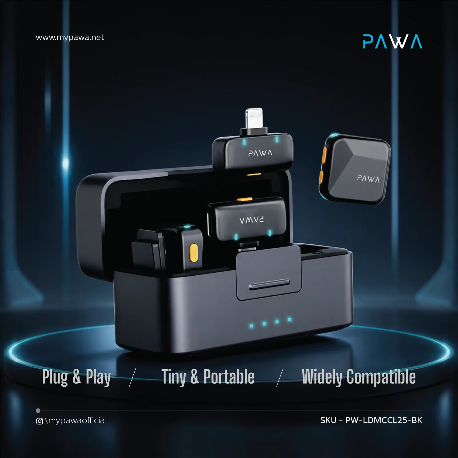 PAWA VLOGDOT DUO WIRELESS MICROPHONE NOISE REDUCTION BLACK PW-LDMCCL25-BK thumbnail 4