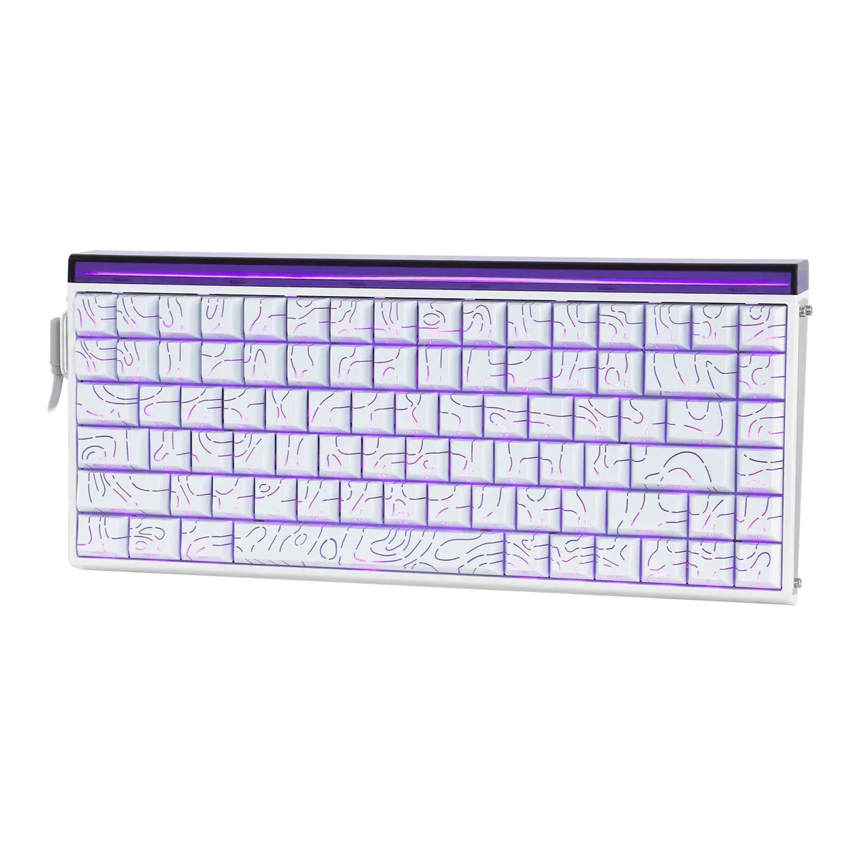 AULA 84 KEYS RGB 75% WIRED MECHANICAL GAMING KEYBOARD BLACK KING MAGNETIC SWITCH WHITE CONTOUR thumbnail 3