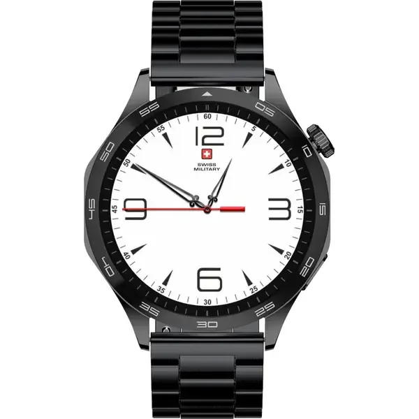 SWISS MILITARY SWISS INTERNATIONAL CLASSIC SMART WATCH GUN METAL STRAP BLACK SM-WCH-INTL-CLASS-GUNM-BLKSTL