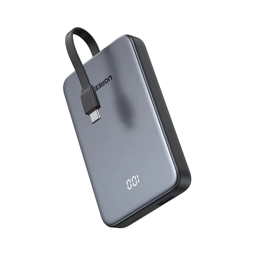 UGREEN ZAPIX SERIES FAST CHARGING POWER BANK 10000MAH 20W BUILT IN CABLE GRAY PB526