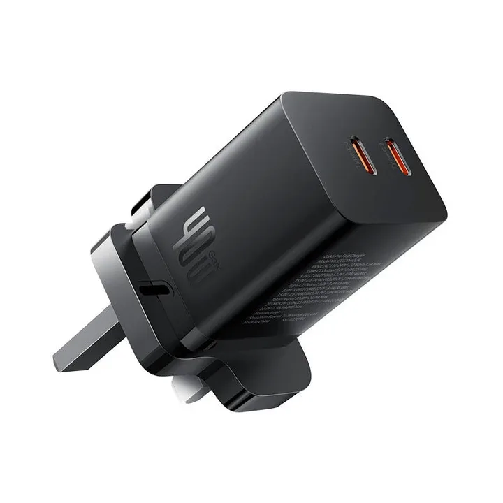 BASEUS GAN 5 PRO FAST CHARGER C+C 40W UK CLUSTER BLACK P10110827113
