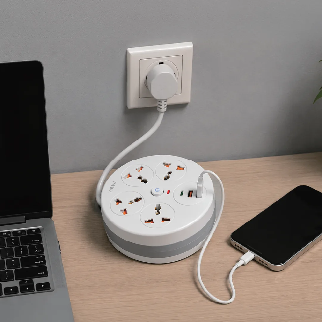 PAWA RETRACABLE POWER STRIP WITH 4 AC OUTLETS WHITE PW-PSRT344P-WH thumbnail 2