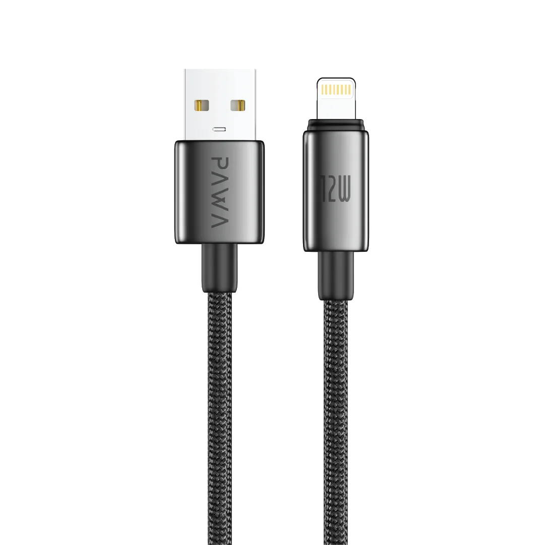 PAWA AMPLINK ALUMINUM BRAIDED USB A TO LIGHTNING 12W 1M CABLE BLACK PW-CBLAL115-BK