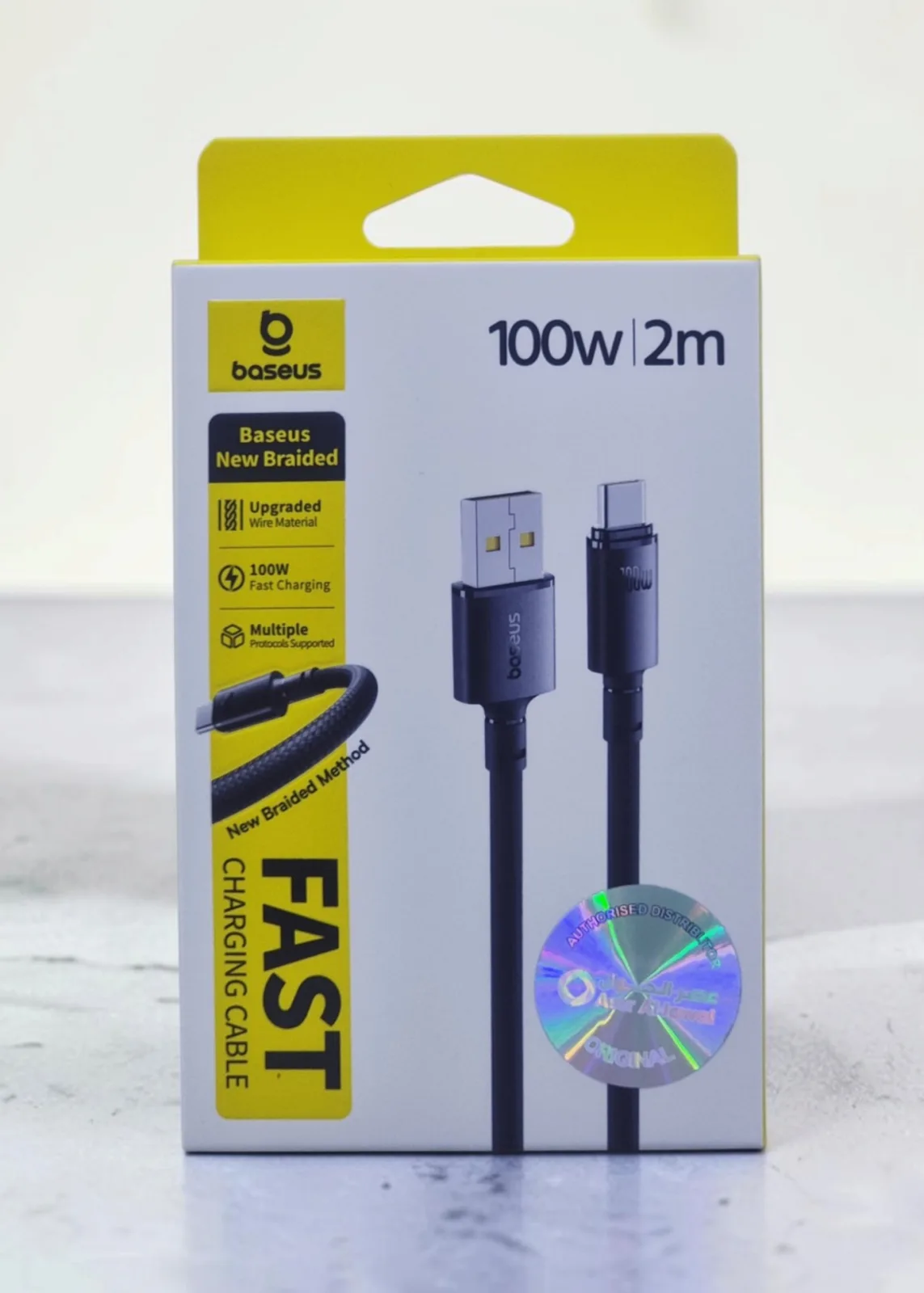 BASEUS BRAIDED FAST CHARGING USB A TO USB C CABLE 100W 2M BLACK E0426W02
