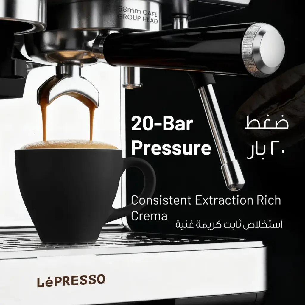 LEPRESSO DELIZIOSA SEMI AUTOMATIC COFFEE MACHINE WITH TOUCH CONTROL PANEL SILVER LPCFFSCM0098SL thumbnail 2