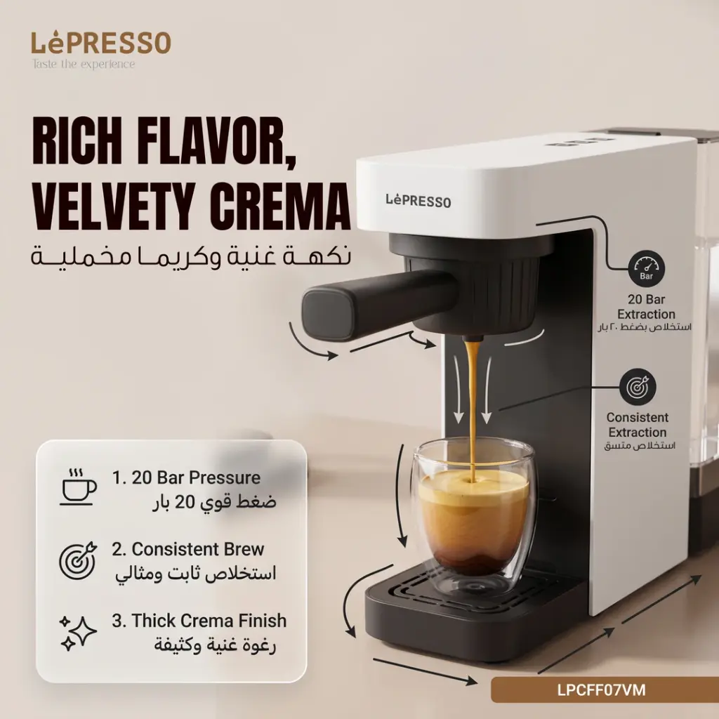 LEPRESSO VELLUTO 3 IN 1 COFFEE MACHINE WHITE LPCFF07VMWH thumbnail 4
