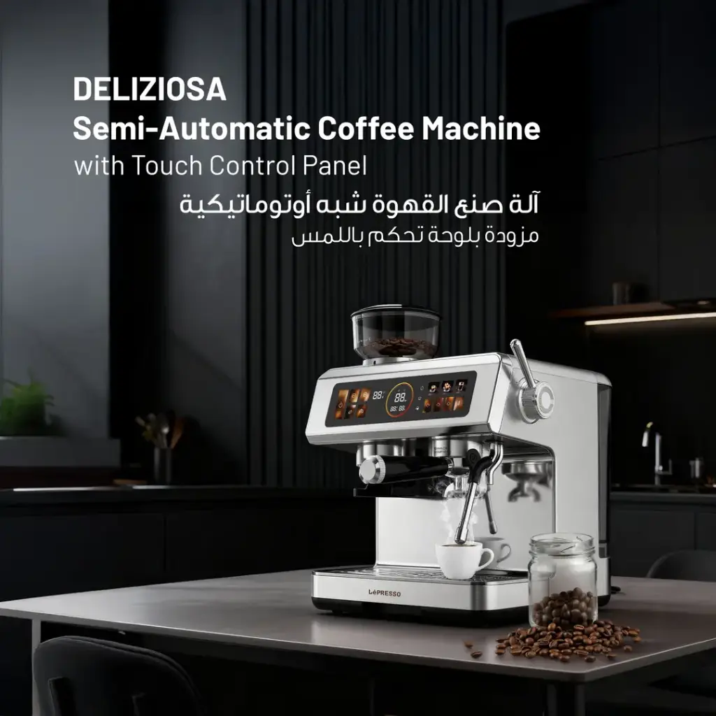 LEPRESSO DELIZIOSA SEMI AUTOMATIC COFFEE MACHINE WITH TOUCH CONTROL PANEL SILVER LPCFFSCM0098SL thumbnail 4