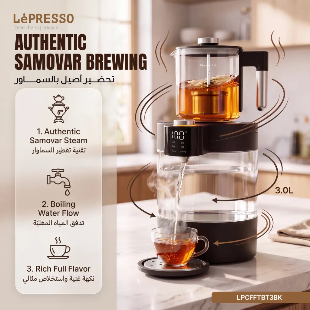 LEPRESSO TEAVELLI 3.0L+1.0L TEA BREWER BLACK LPCFFTBT3BK thumbnail 7