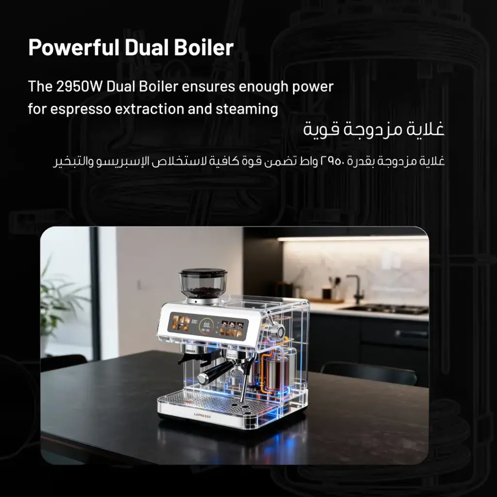 LEPRESSO DELIZIOSA SEMI AUTOMATIC COFFEE MACHINE WITH TOUCH CONTROL PANEL SILVER LPCFFSCM0098SL thumbnail 10