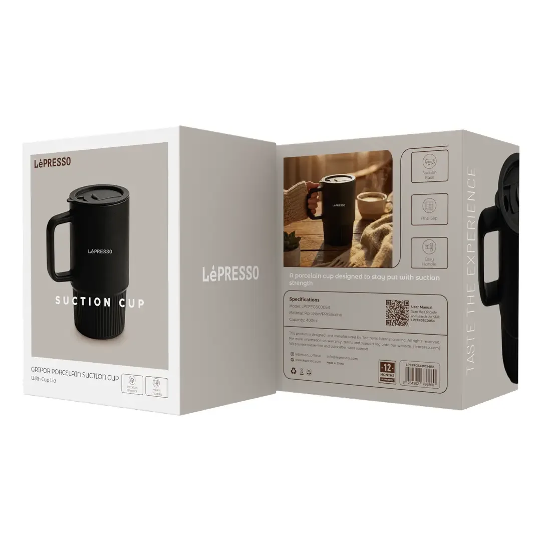 LEPRESSO GRIPOR PORCELAIN SUCTION CUP WITH CUP LID BLACK LPCFFGSC0054BK thumbnail 2