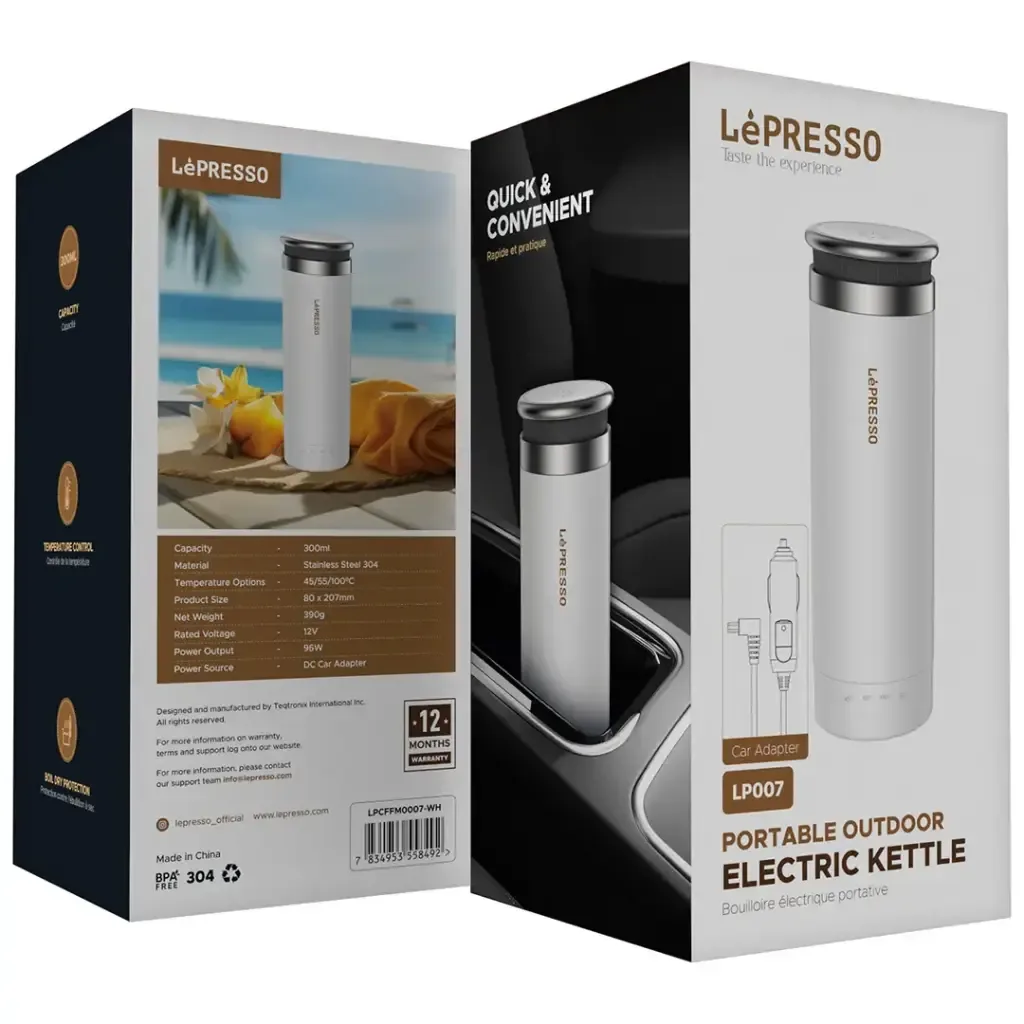 LEPRESSO 300ML PORTABLE KETTLE 96W WHITE LPCFFM0007WH thumbnail 2