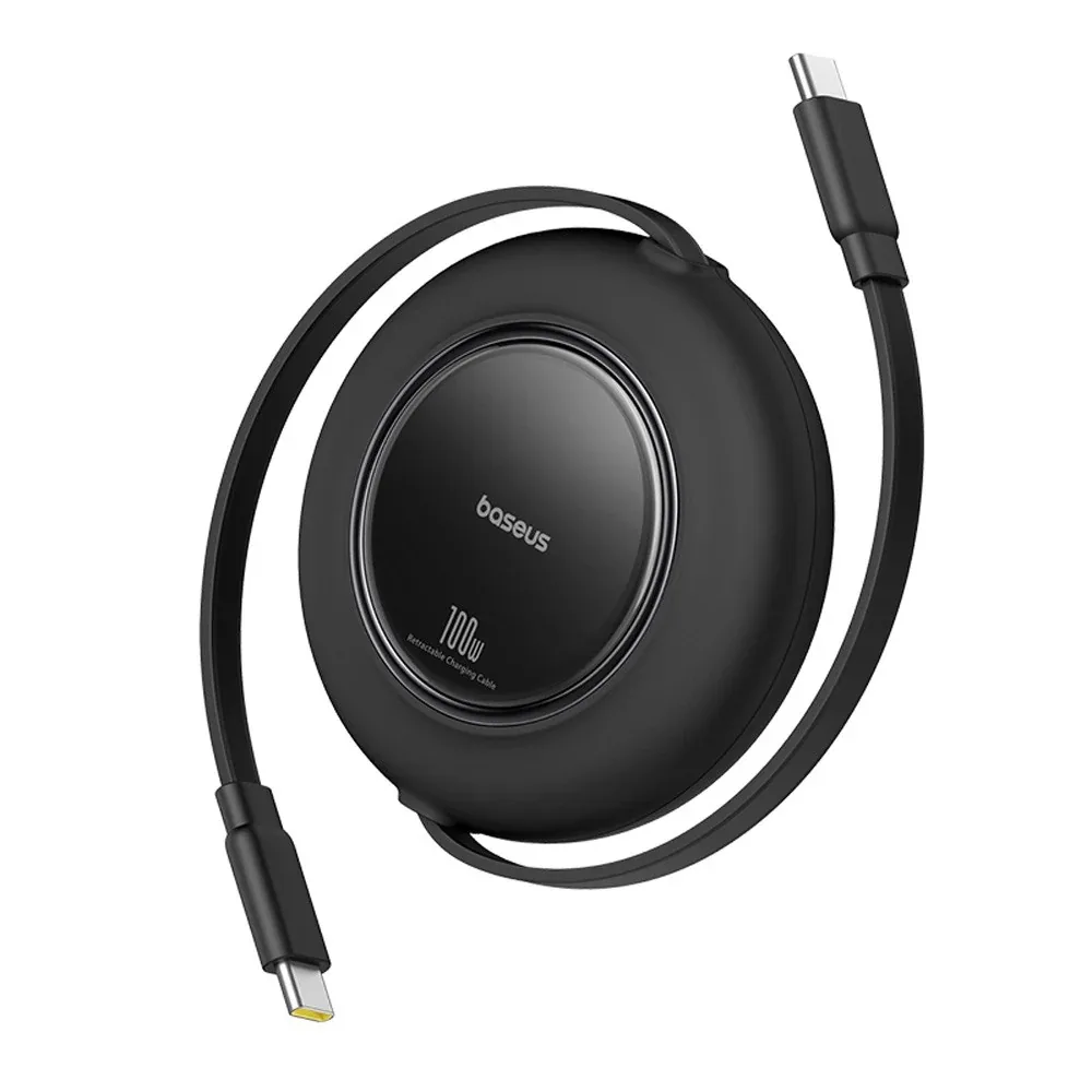 BASEUS FREE2 PULL RETRACTABLE  CHARGING CABLE USB C TO USB C PD100W 1.5M CLUSTER BLACK P1036450113