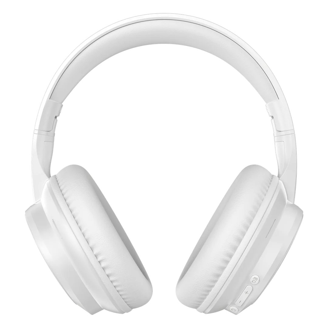 PORODO SOUNDTEC SONIK WIRED AND WIRELESS HEADPHONES WITH PREMIUM LEATHER EARPADS WHITE PDSJH820WH