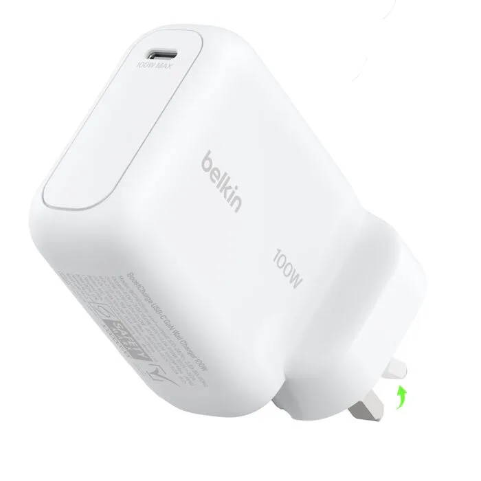 BELKIN BOOST CHARGE USB C GAN WALL CHARGER 100W WHITE WCH025MYWH