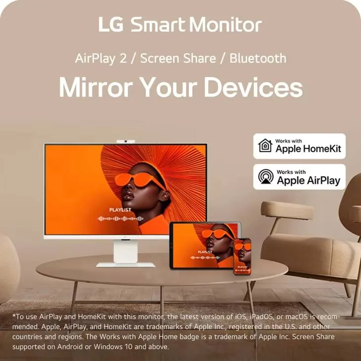 LG 32 INCH 4K HDR SMART MONITOR WITH WEBCAM WHITE 32U850SA-W thumbnail 11