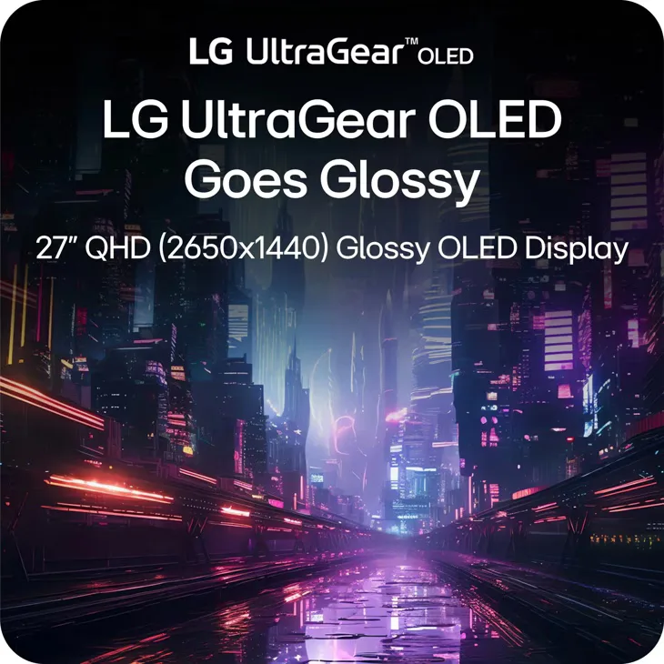 LG 27 INCH GAMING MONITOR ULTRA GEAR GLOSSY QHD 240HZ OLED 27GX704A thumbnail 2