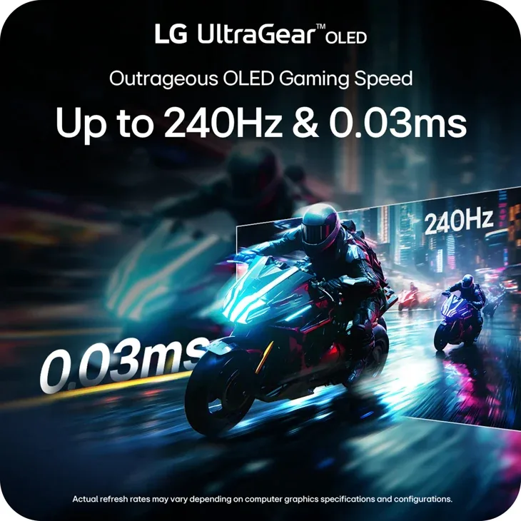 LG 27 INCH GAMING MONITOR ULTRA GEAR GLOSSY QHD 240HZ OLED 27GX704A thumbnail 13