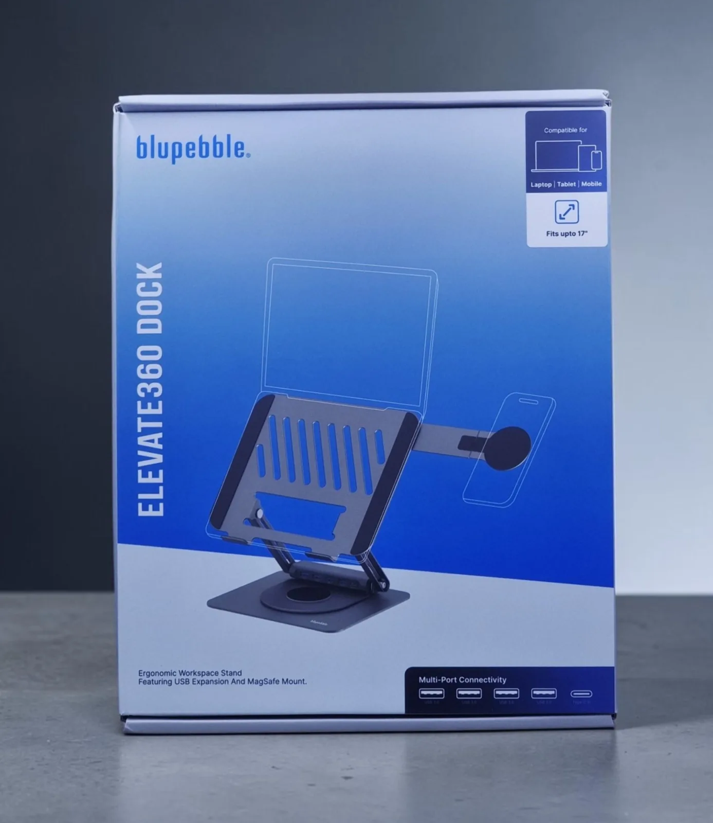 BLUPEBBLE ELEVATE360 DOCK WORKSPACE STAND WITH MAGSAFE COMPATIBLE GRAY BP-ELVT360DOCK-GY