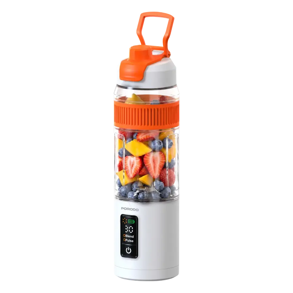 PORODO LIFESTYLE FRESHA 600ML PORTABLE BLENDER WITH LEAK-PROOF BOTTOM LID BLACK-WHITE PDLFSTA12WHOG
