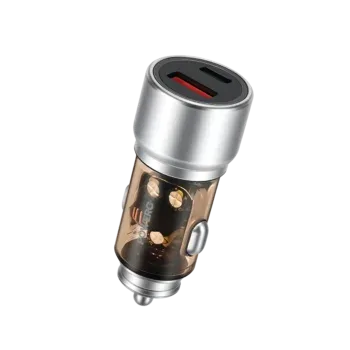 POWERO PLUS CRYSTA PD+QC DUAL PORT CAR CHARGER 38W SILVER PR-CCPD50-SL