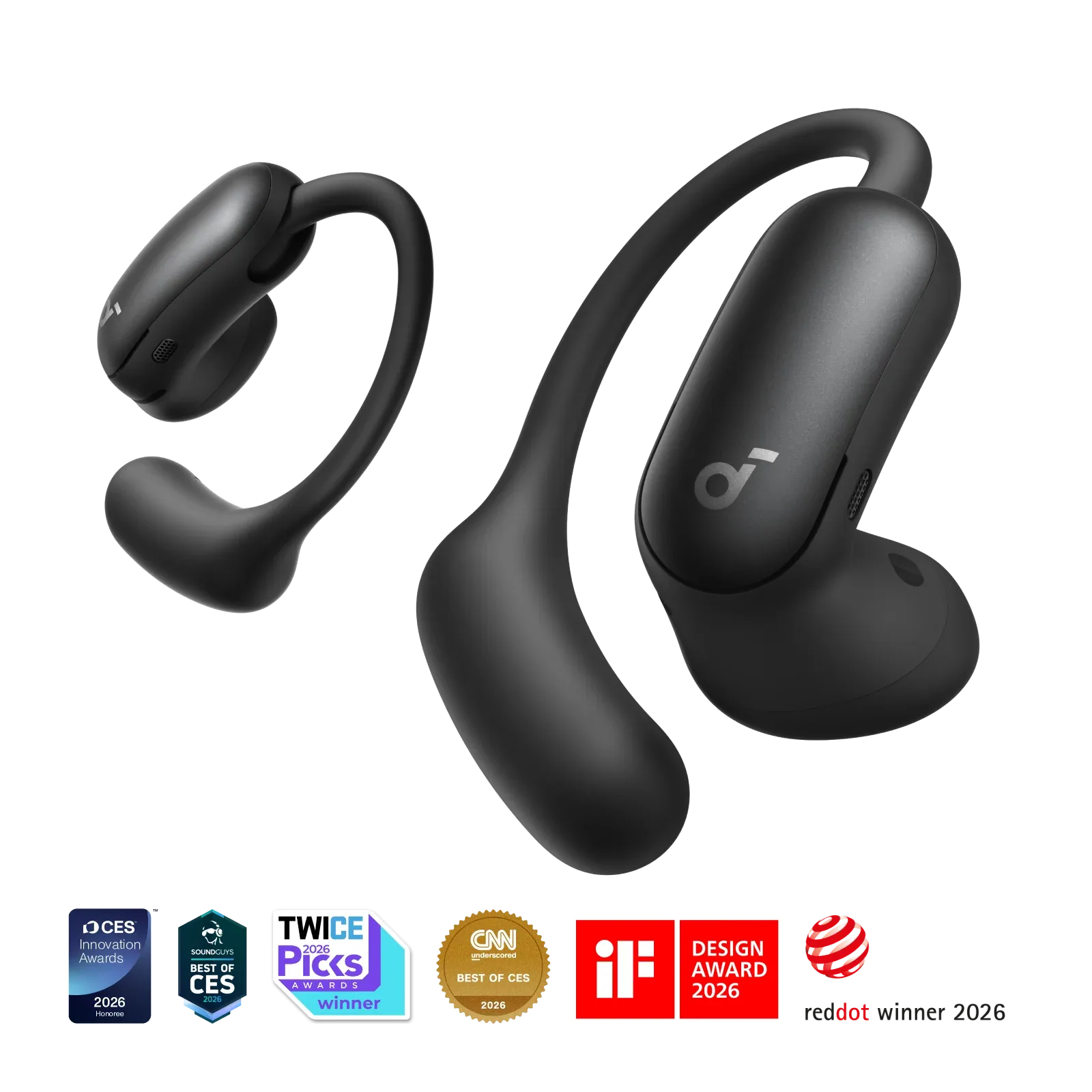 ANKER SOUNDCORE AEROFIT 2 PRO DUAL-FORM EARBUDS WITH OPEN EAR AND ANC FORMS BLACK A3875H11