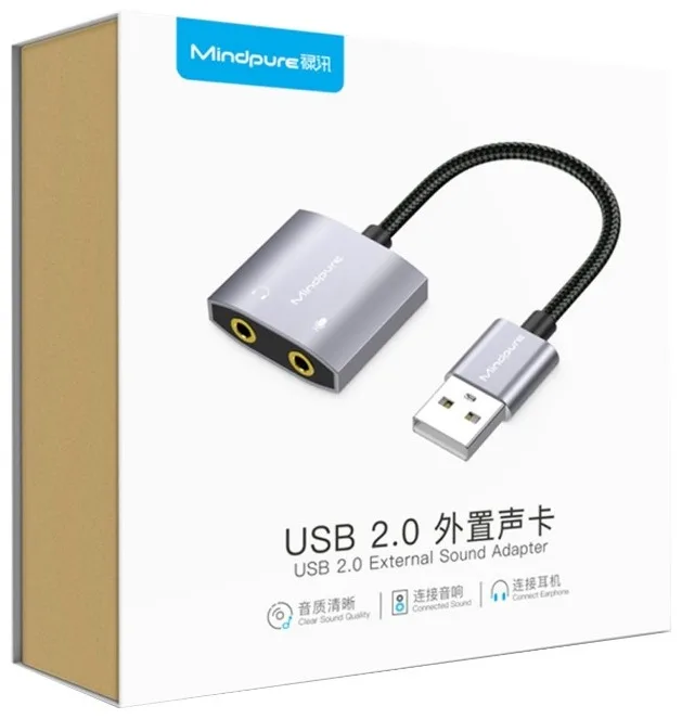 MINDPURE USB2.0 EXTERNAL SOUND CARD SPACE GREY 0.25M LX10660