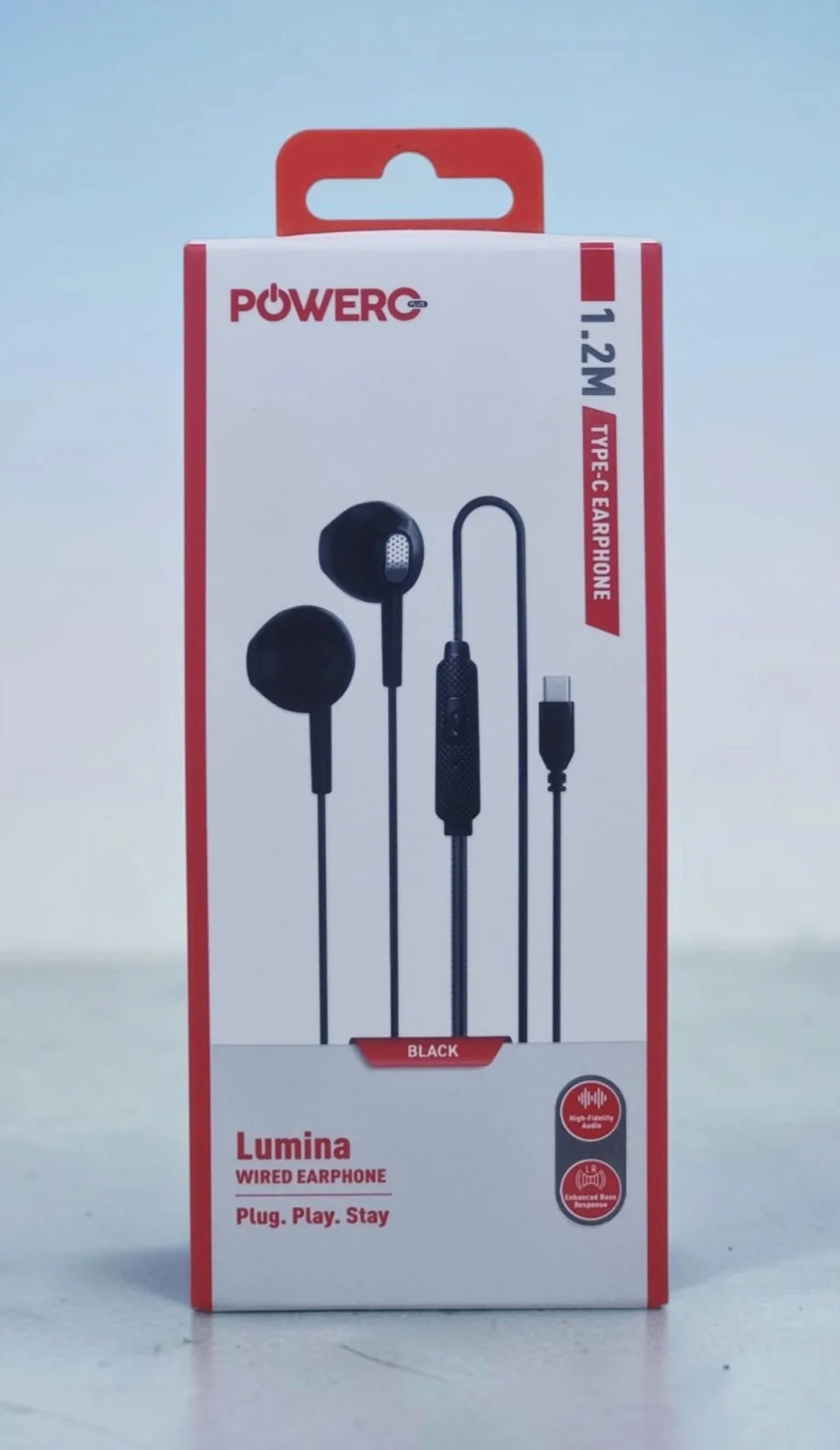 POWERO PLUS LUMINA 1.2M TYPE C WIRED EARPHONE BLACK PR-LMSTEPTC-BK