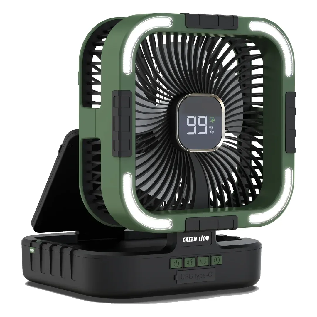 GREEN LION SOLAR POWERED FAN 10000MAH BATTERY BLACK GNPF25SOLFNBK