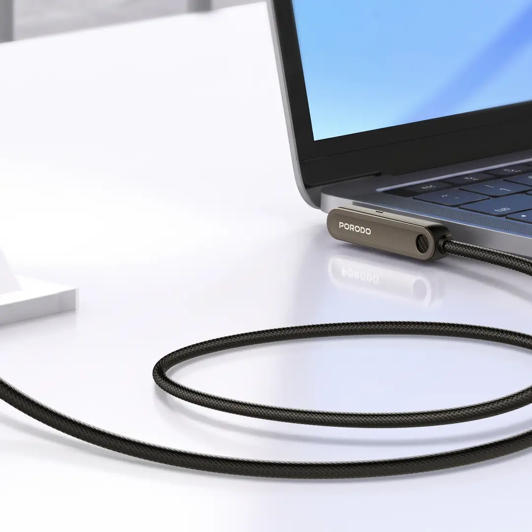 PORODO SITER 60W T-SHAPED USB-C TO USB-C CABLE WITH INTEGRATED PHONE STAND-BLACK PD60WCCISBK thumbnail 2