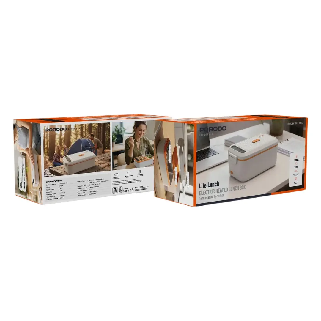 PORODO LIFESTYLE LITE LUNCH ELECTRIC HEATED LUNCH BOX WHITE-ORANGE PDLFSTDA01WHOG thumbnail 5