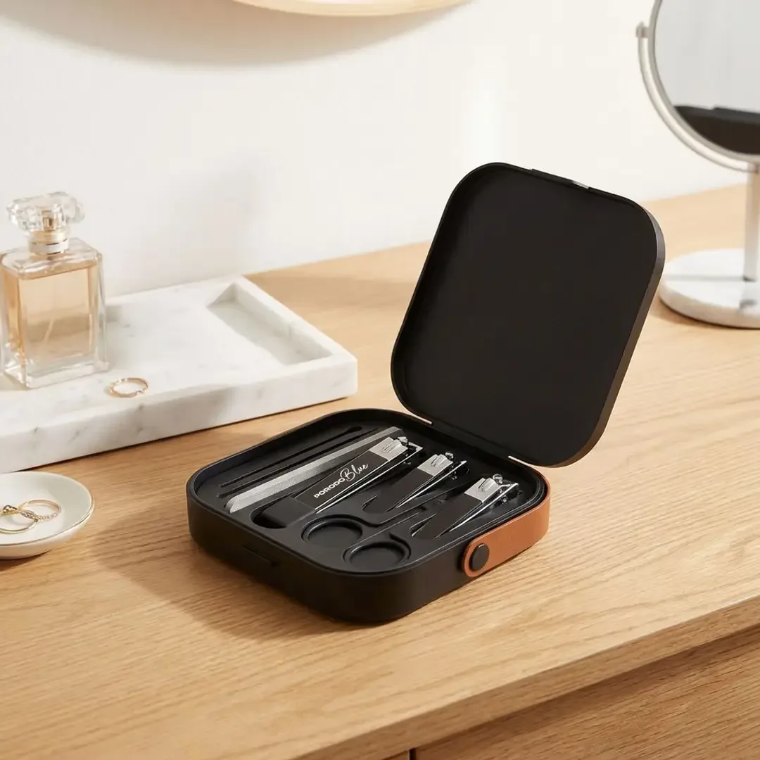 PORODO BLUE 8 IN 1 PORTABLE NAIL CLIPPER SET BLACK PB10BK thumbnail 2