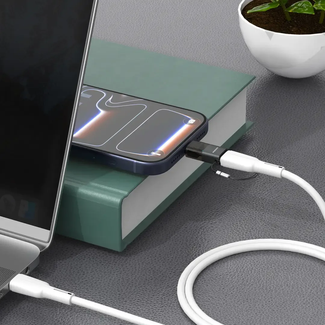 PORODO MINILINK TRANSPARENT OTG ADAPTER LIGHTNING TO USB C GREY PDLTOC50GY thumbnail 5