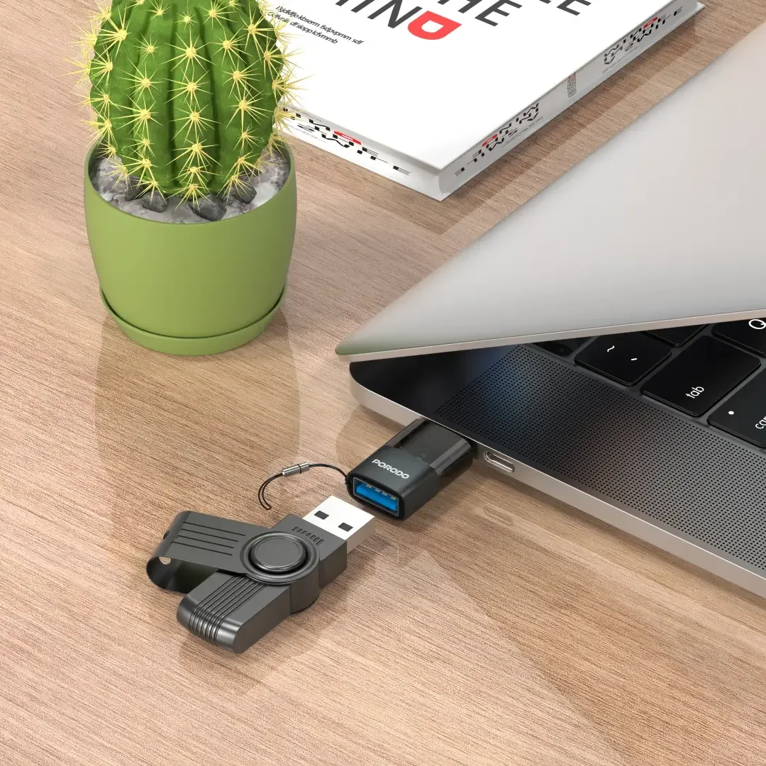 PORODO MINILINK TRANSPARENT OTG ADAPTER USB A TO USB C GREY PDATOC50GY thumbnail 5