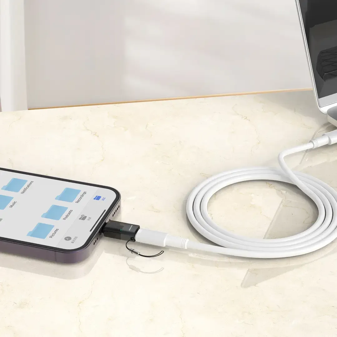 PORODO MINILINK TRANSPARENT OTG ADAPTER USB C TO LIGHTNING GREY PDCTOL50GY thumbnail 5
